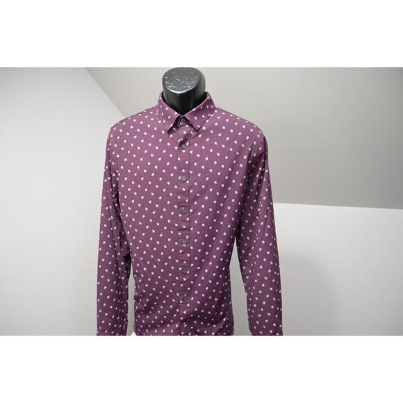 Express Performance Dress Shirt Slim Floral Nylon Wicking Stretch Mens Sz Large - Picture 1 of 9